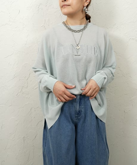 Linen blend sheer logo knit