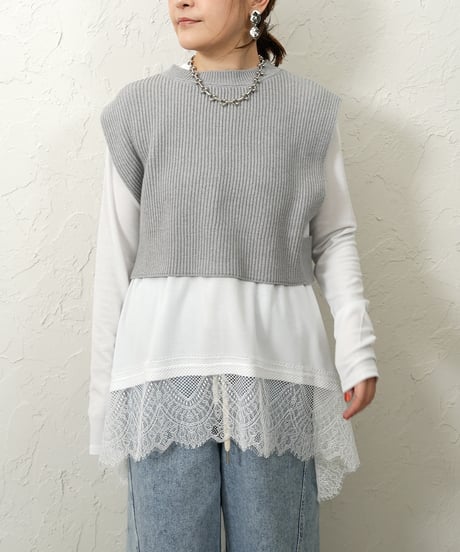 Knit vest×shirt