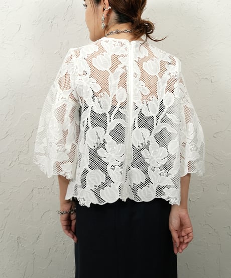 Race flare sleeve blouse【ラスト1点】