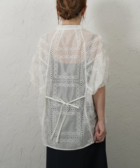 Tuck waist race blouse