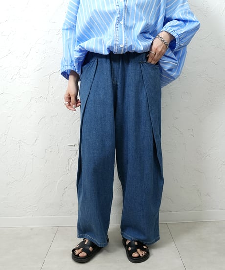 CYAN tokyo×Liren別注size Over tuck linen denim pants