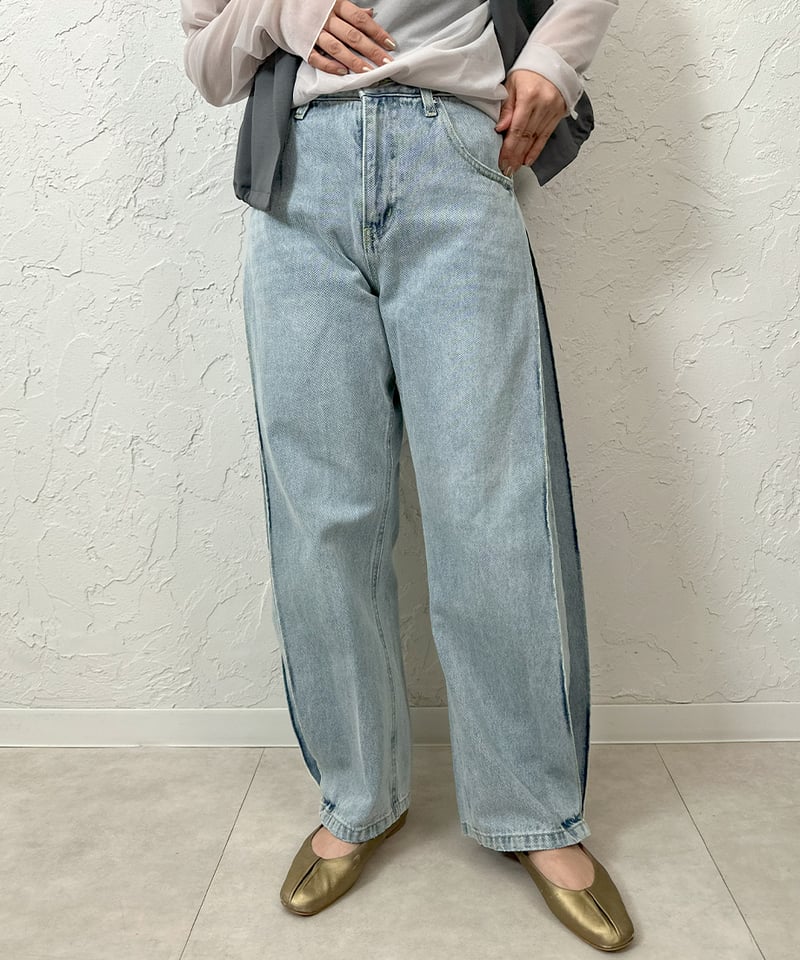 SIDE PLEATED DENIM PT | select shop Liren
