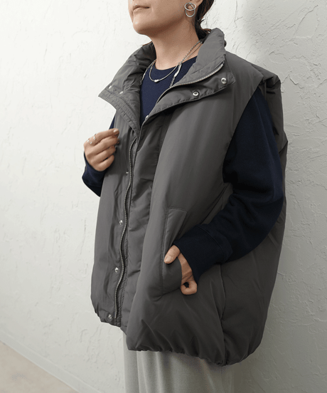 2way hoodie  down vest