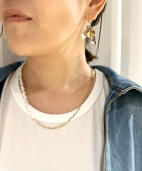 再販　Pearl linked chain necklace ラスト1点！
