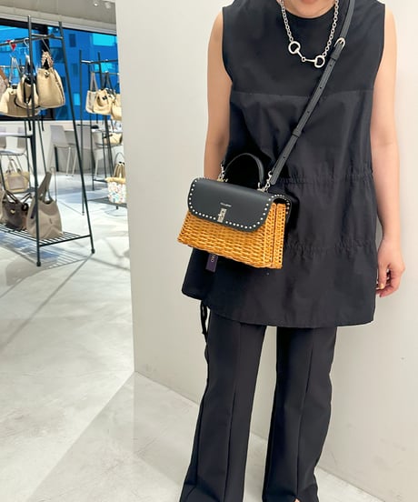 MIRO studs split rattan×leather bag【ラスト1点】