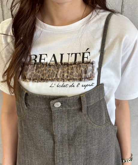 【ROSIEE】　ご予約  レオパードチュール重ねTシャツ