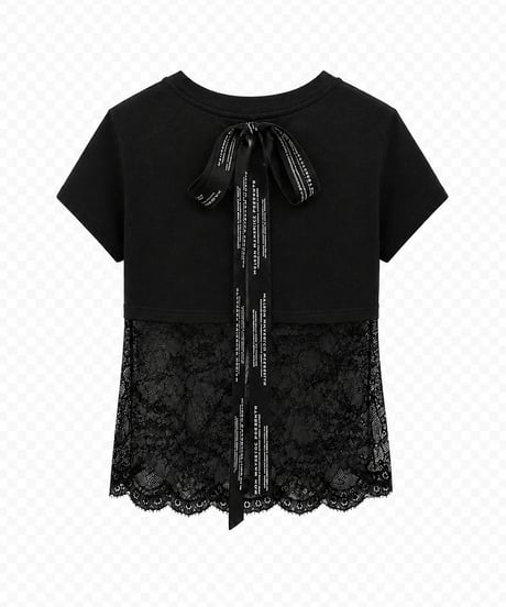 【MAISON MAVERICK】　ご予約  Back Ribbon Lace Panel T-Shirt