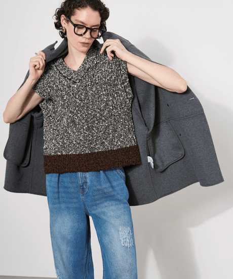 【YENN】　ご予約  BI COLOR KNIT VEST