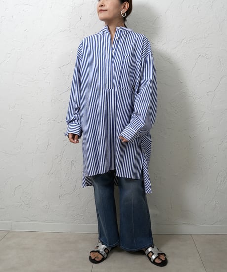 Stripe　skipper　long shirt