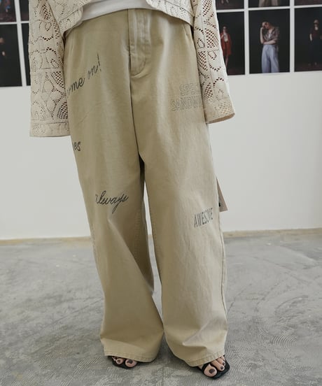 【Le Melange】　ご予約 　らくがきコットンツイルパンツ