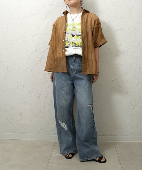 Tencel line rase stripe shirt【ラスト1点】