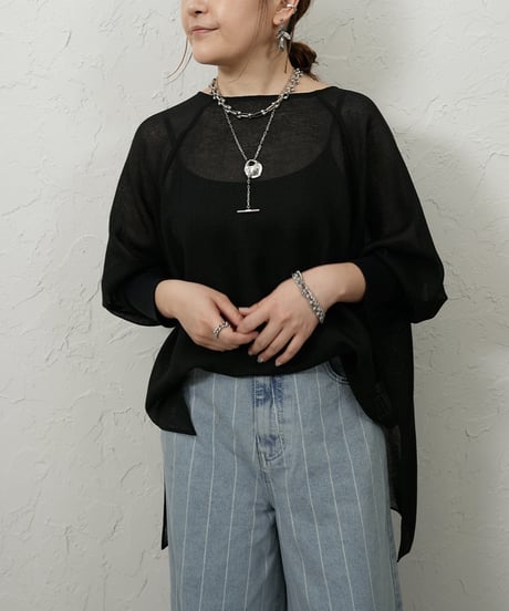 Raglan sleeve loose tops【blackラスト1点】
