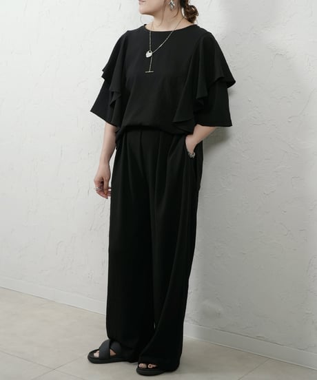 Stretch　georgette relaxpants【beigeラスト1点】
