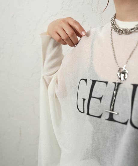 Logo sheer dolman knit 【Whiteラスト2点】