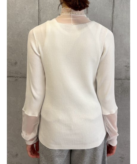 【ROSIEE】　ご予約  Liren別注カラー　シアーチュールドッキングKnit