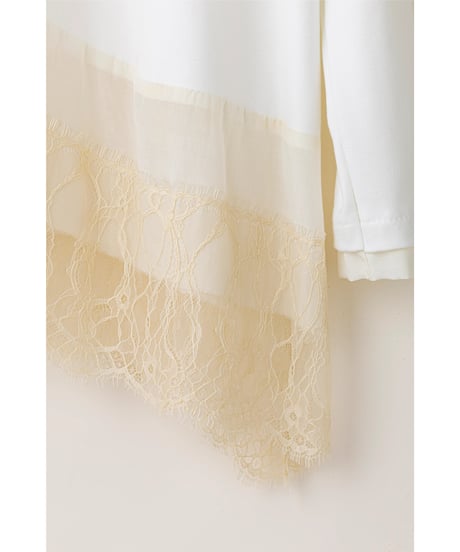 【Lallia Mu】　ご予約  レースヘムハイテンションカットソー