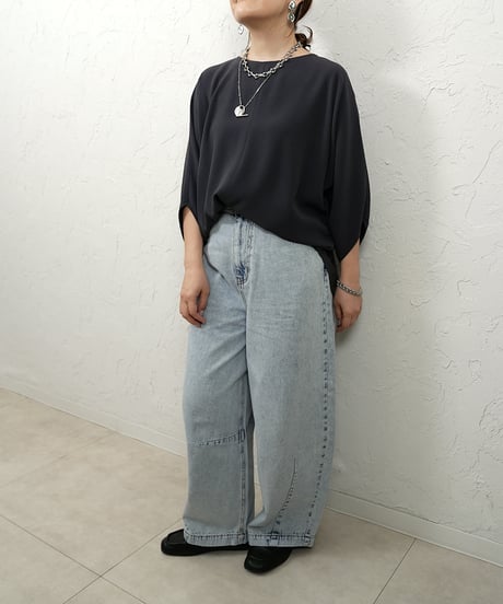 Georgette　poncho　blouse【Charcoalラスト1点】