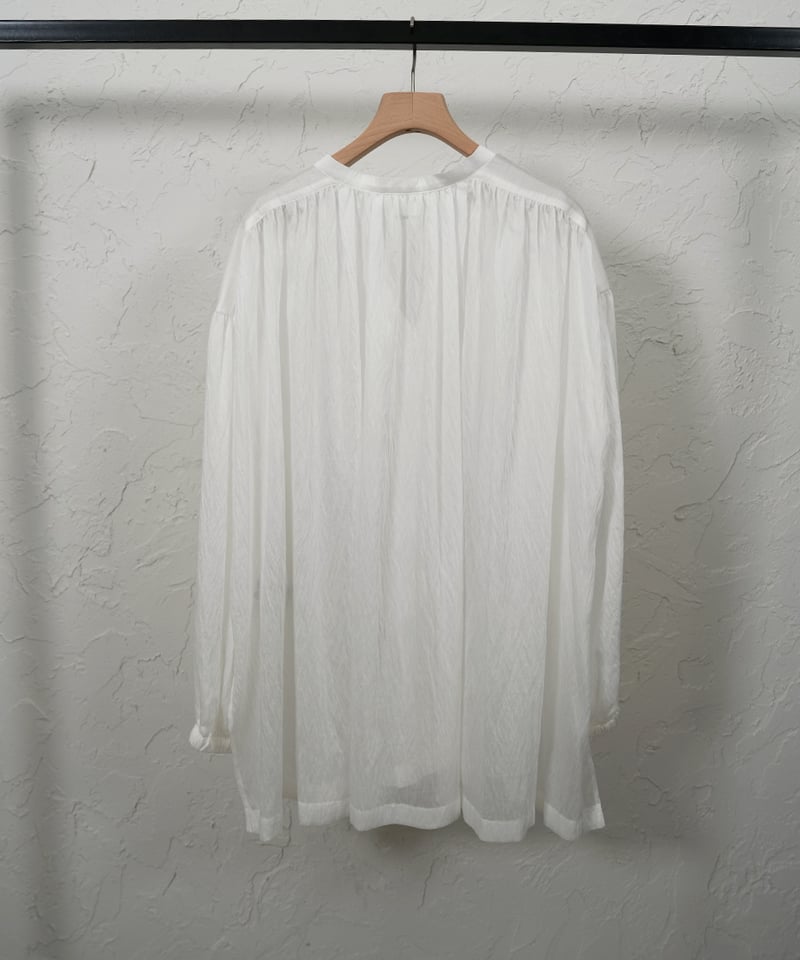 新品タグ付き　Dolmansleeve Sheer Blouse ホワイト Silk blend washer sheer blouse | select shop Liren