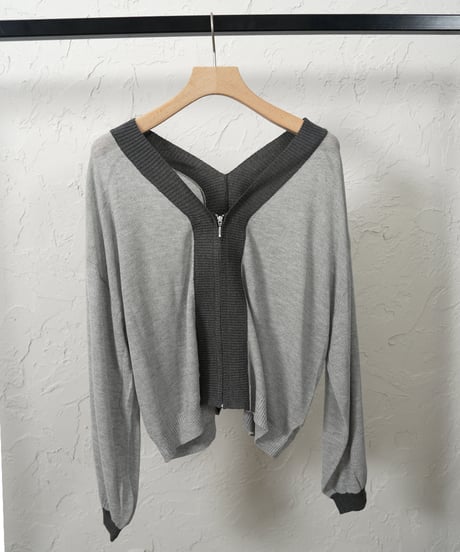 Color scheme zip knit cardigan