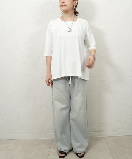 Square neck back gathered TOPS