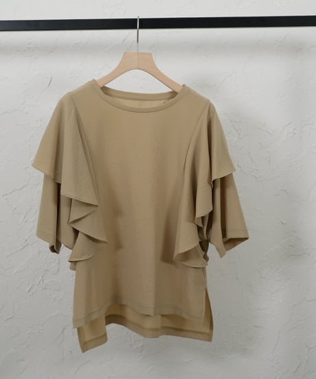 Stretch　georgette　frill　blouse【beigeラスト1点】