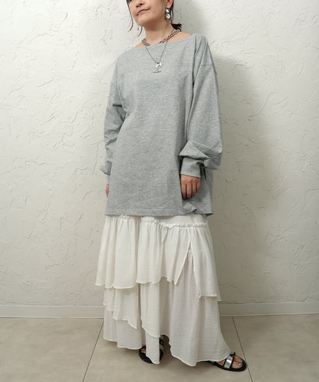 Boat neck　long tee