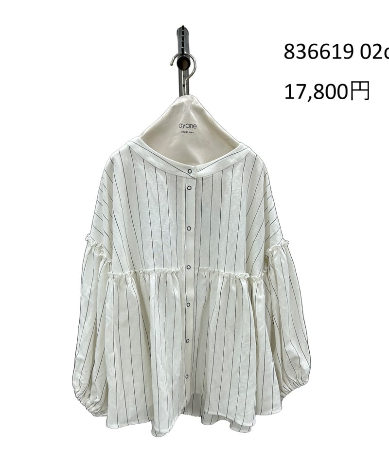 ayane】 ご予約 ピンストライプボリュームスリーブシャツ | select