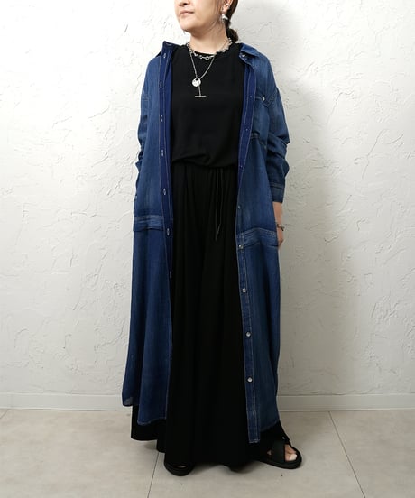 Sheer denim one-piece【blackラスト1点】