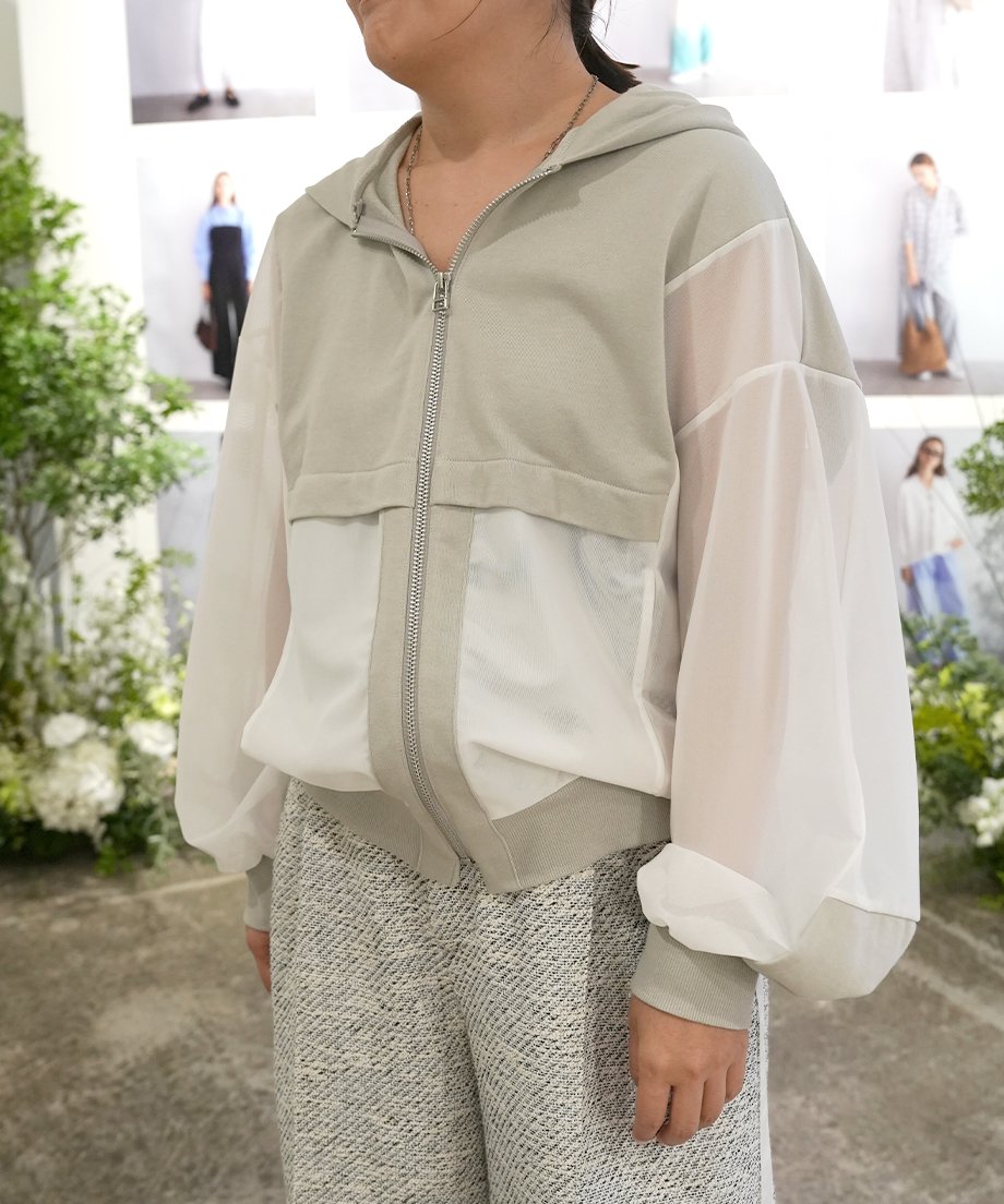 Dignite collier】 ご予約 シアー切り替えジップパーカー