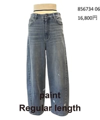 【ayene】　ご予約  ペイント加工バレルレッグデニムパンツ（ブルーデニム）【レギュラー丈】