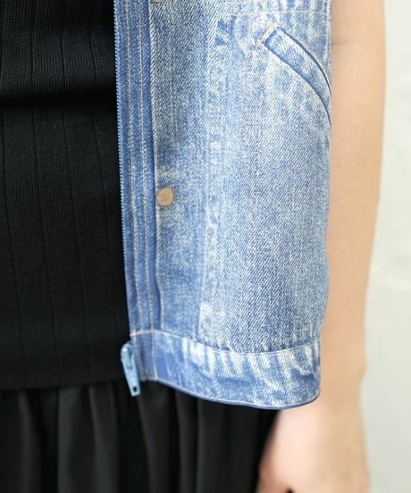 Denim chiffon vest