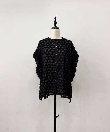 【siro de labonte】　ご予約   fringe jacquard tuck sleeve blouse