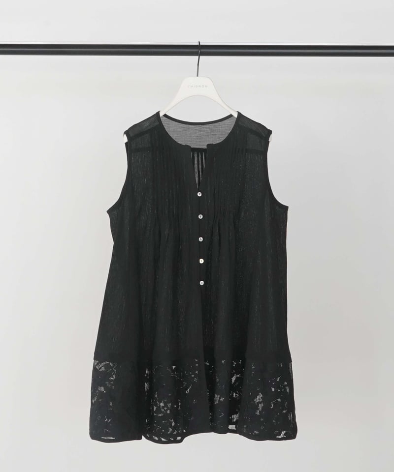 CHIGNON】 ご予約 ｼｱｰﾒｯｼｭ×ﾚｰｽﾁｭﾆｯｸBL | select shop