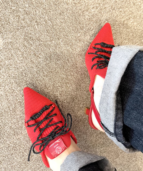【MAISON MAVERICK PRESENTS】　ご予約  Knit Lace-Up Sneaker Heel