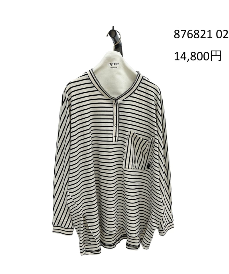 ayane】 ご予約 ヘンリーネックボーダー ロンT | select shop Liren