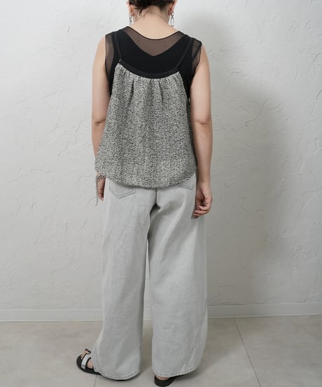 mesh tweed gathered cami【ラスト2点】