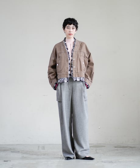 【Lallia Mu】　ご予約  ツイードドッキングデニムジャケット