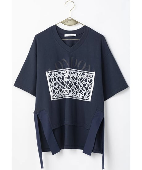 【Lallia Mu】ご予約   レースドッキングクロップドカットソー