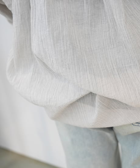 Cotton stripe voile gather pullover