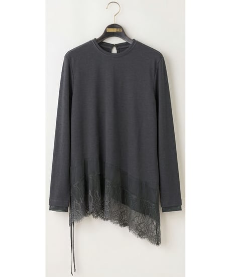 【Lallia Mu】　ご予約  レースヘムハイテンションカットソー