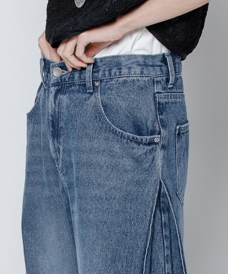 【YENN】再販ご予約  SIDE PLEATED DENIM PT