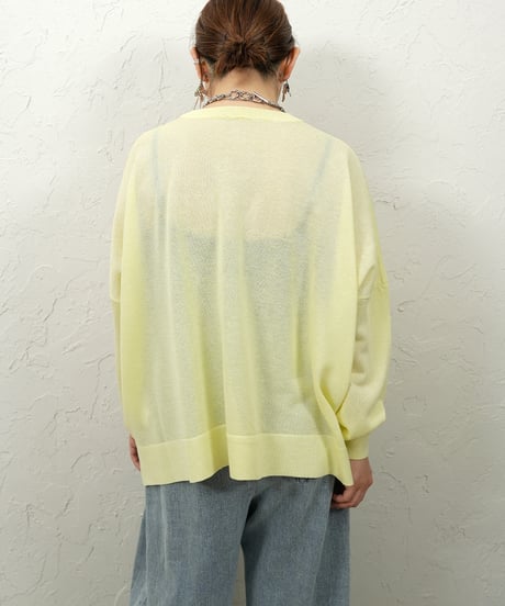 Linen blend sheer logo knit