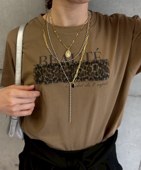 【ROSIEE】　ご予約  レオパードチュール重ねTシャツ
