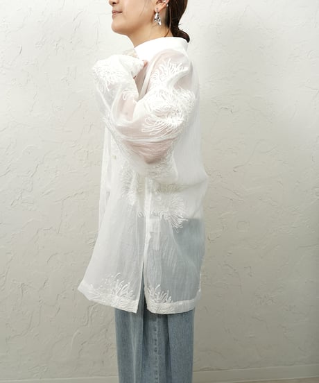Sheer embroidery shirt【ラスト2点】