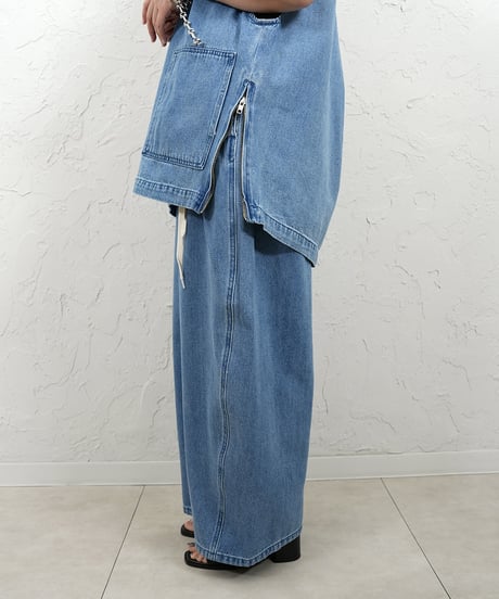 2way waist design tuck curve pants