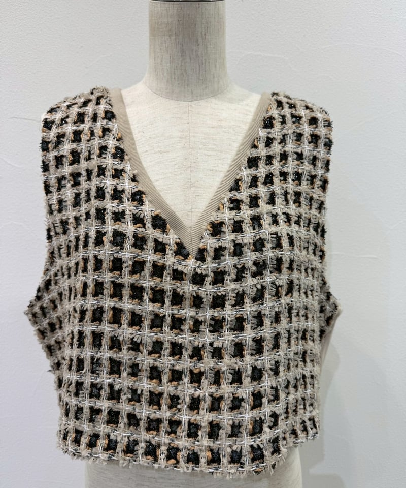 CYAN TOKYO フリンジツイードベスト CYAN tokyo】 ご予約 フリンジツイードリブベスト | select shop