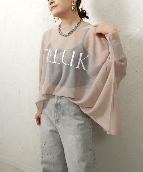 Logo sheer dolman knit 【Whiteラスト2点】