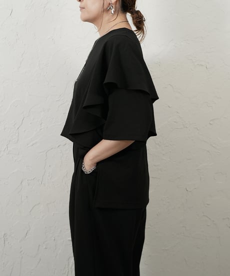 Stretch　georgette　frill　blouse【beigeラスト1点】