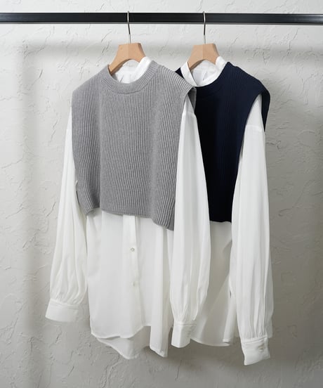 Knit vest×shirt
