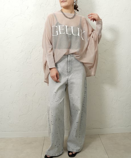 Logo sheer dolman knit 【Whiteラスト2点】